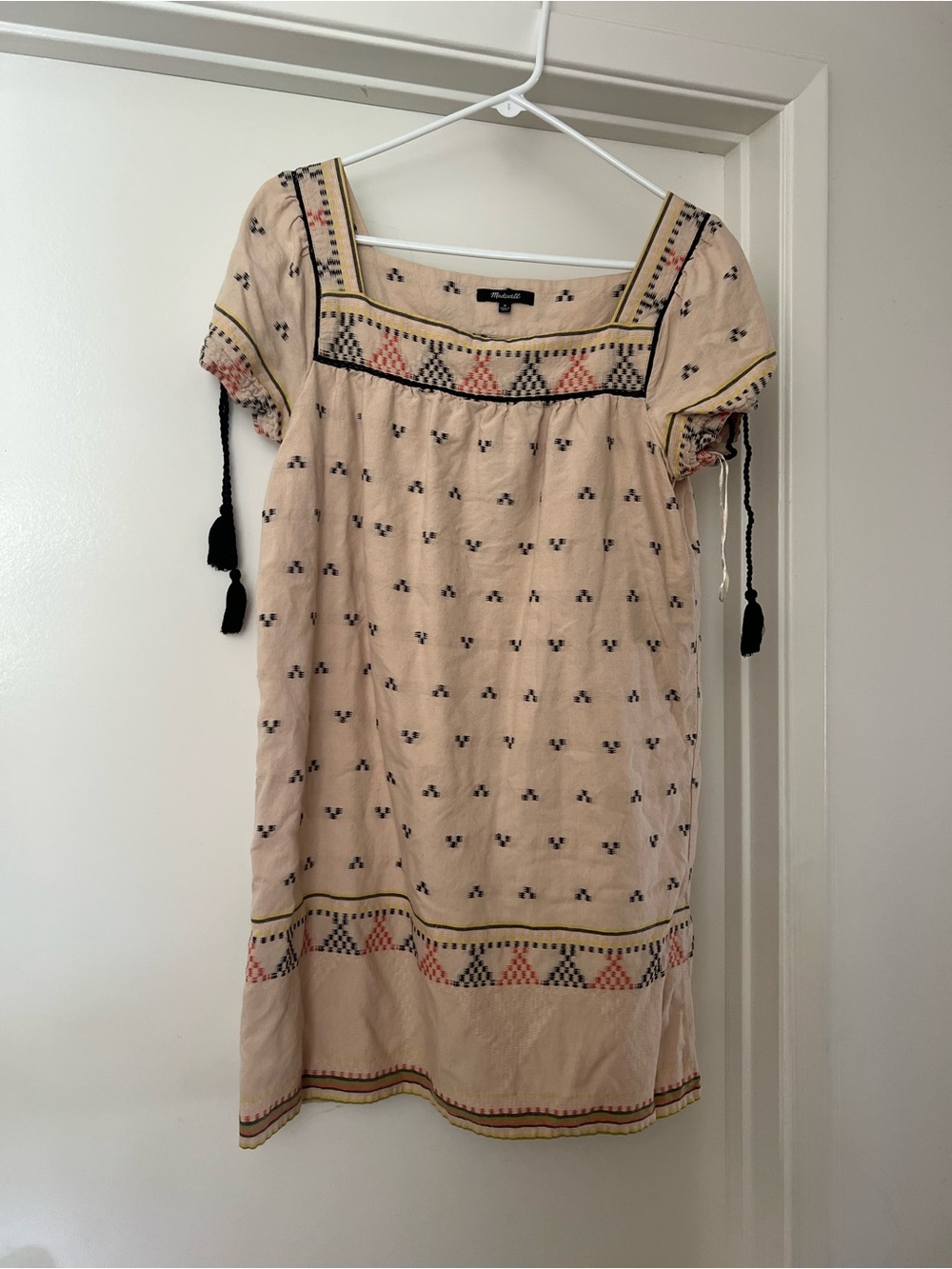 Madewell Tan Embroidered Cotton Shift Dress